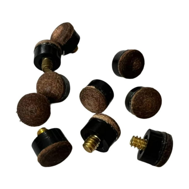 10 puntas de taco de billar de cuero sintético, accesorios de reparación 10 mm