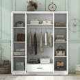 thumbnail image 2 of 59.2 Inch Closet Wardrobe with 4 Doors and 1 Drawer,Storage Cabinet Wardrobe with Hanging Rod,Clothes Storage Organizer for Extra Sturdy,Gray, 2 of 9