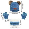 thumbnail image 2 of Zwiiyzr 1-11Y Kids 3 Pcs Winter Knit Beanie Hat Scarf and Gloves Set Thick Warm Ski Hat With Pompom for Girls Boys Blue, 2 of 5