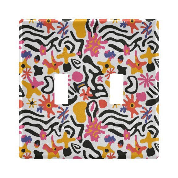 Colorful Starfish Pattern Toggle Switch Wall Plate 2-Gang Unbreakable Durable PC Flush Fit Round Edge 4.48x4.56in