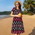 thumbnail image 4 of Naloa red Minimalist Snowflake Print Womens Summer A-Line Dress with Pockets,Short Sleeve Dresses,Flowy Beach Swing Dress for Vacation Travel, 4 of 6