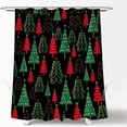 thumbnail image 3 of Christmas Shower Curtain Red Green Xmas Tree Star Polka Dots Cartoon Modern Geometric Pine Fir Simple Winter Holiday Happy New Year Bath Curtain with Hook, 3 of 6