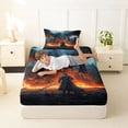 thumbnail image 4 of Erosebridal Dragon Twin Sheet Sets, Samurai Bedding for Boys Men, 1 Flat Sheet, 1 Fitted Sheet and 1 Pillowcase, 4 of 5