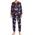 thumbnail image 2 of KelaJuan Couples Christmas Pajama Set Cute Print Hooded Zipper Rompers Loungewear Soft Sleepwear for Women Men Nightwear, 2 of 6