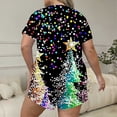 thumbnail image 4 of LEKWK Christmas Pajamas for Women Plus Size Printed Short Sleeve Crewneck Tops and Shorts 2 Piece Lounge Sets Soft Comfy Home Sleepwear Red XXXXL, 4 of 6