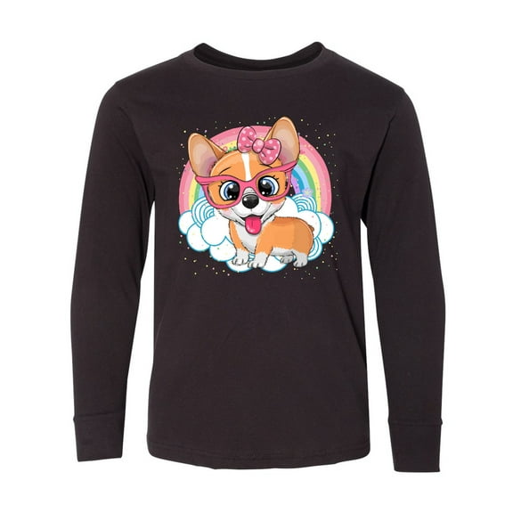 Inktastic Corgi Dog Lover Rainbow Long Sleeve Youth T-Shirt