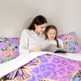thumbnail image 5 of Homewish Glitter Dreamy Butterfly Queen Comforter Set, Fashion Purple Leopard Print Bedding Sets, Teens Girls Bedding Comforter Set, Breathable Home Decor, 3pcs, 5 of 8