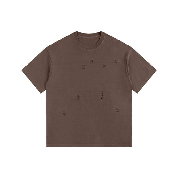 Busydd Mens T-Shirts Plus Size Tops S-5XL Solid Color Distressed T Shirts for Man Short Sleeve Round Neck Casual Summer Tops Comfortable Loose Oversized Tee Shirts
