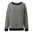 thumbnail image 2 of 2025 New Striped Print Waffle Sweatshirts for Women Loose Fit Crewneck Drop Shoulder Long Sleeve Pullover Tops Trendy Soft Comfy Split Hem Stylish Outfit for Daily Wear Black XXXXXL, 2 of 8