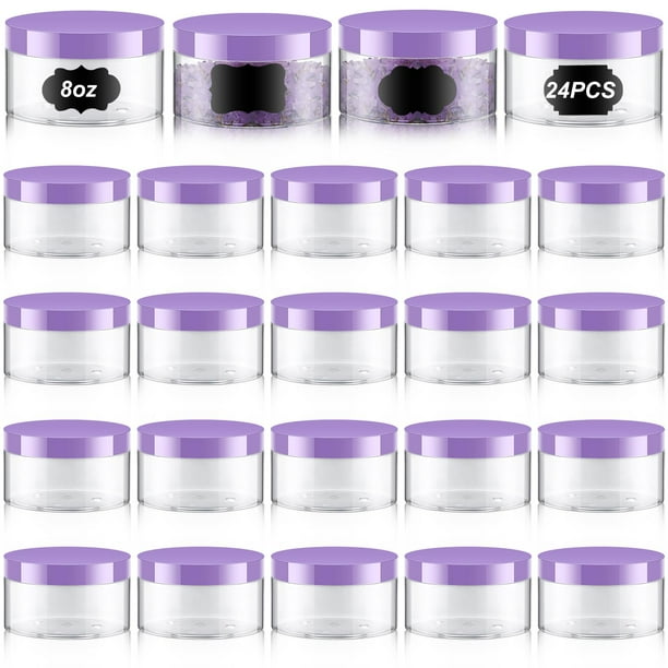Tarro de plástico Dandat de 250 ml con tapa, 24 unidades, para cosméticos