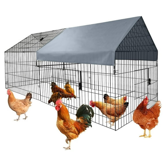 86"×40"×40" Large Metal Chicken Coop,Chicken Coop Run with Waterproof Cover Outdoor Backyard Farm Animal Enclosure Crate Pet Playpen Exercise Pen for Rabbit Duck