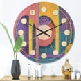 thumbnail image 2 of Designart 'Abstract Retro Geometric Architecture Pattern' Mid-Century Modern Wood Wall Clock, 2 of 5