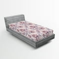 thumbnail image 2 of Ambesonne Blooming Roses Fitted Sheet, Sketchy Garden Bloom, Twin Size, Indigo Pale Ruby, 2 of 5