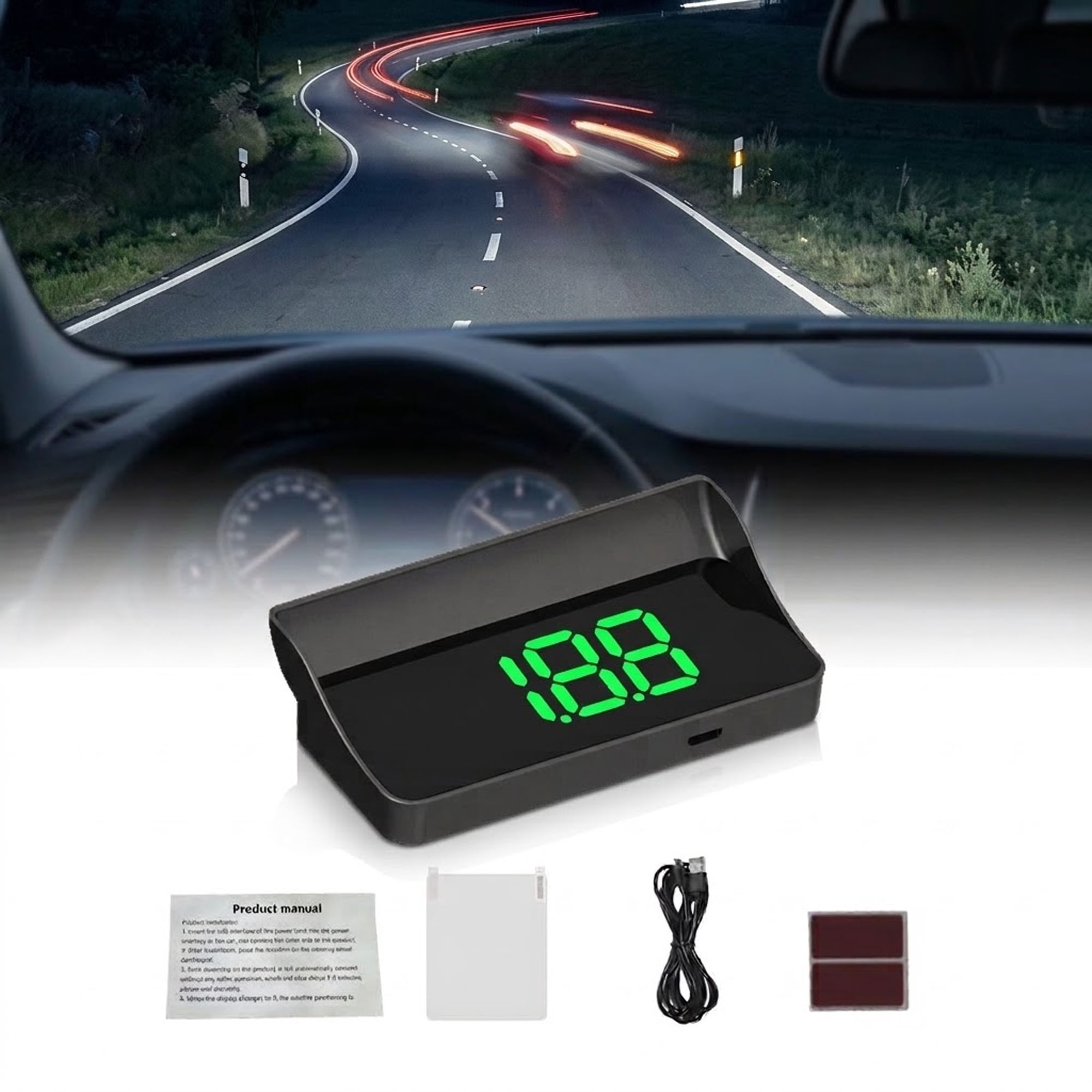Smart in Car HUD Co Pilot, GPS+BDS Navigation Speedometer, 10Hz Refresh Large MPH Display, USB Plug & Play for Cars & Trucks