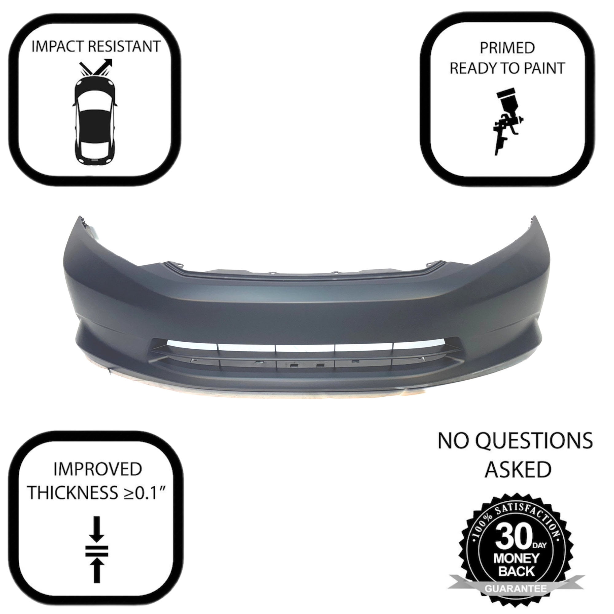 Primed Front Bumper Cover For 2012 Honda Civic Sedan EX EX-L Si | Direct Fit | FitParts