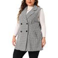 thumbnail image 4 of Chaquetas de mujer de tallas grandes Agnes Orinda, con doble botonadura, solapas con muesca, chaleco sin mangas, blazer negro 1X, 4 of 5