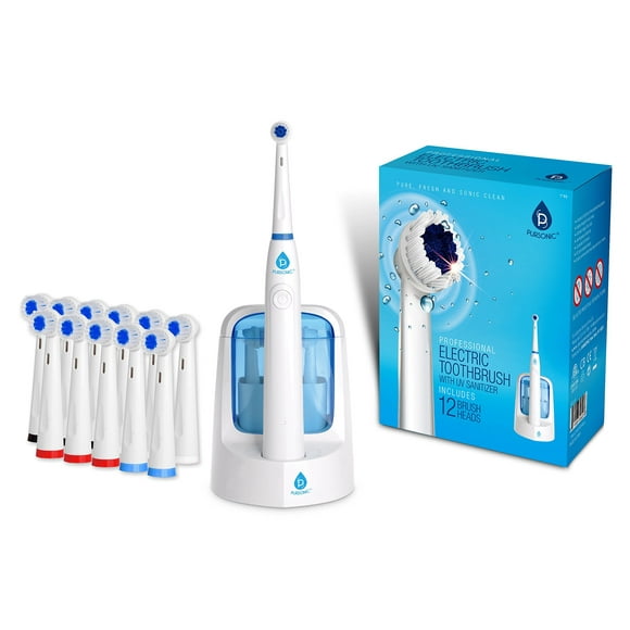 Pursonic RET200 Brosse à Dents Électrique Rechargeable avec Fonction de Désinfection UV, 12 Têtes de Brosse Incluses