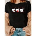 thumbnail image 1 of Camiseta de cuello redondo con diseño de diente y rosa para San Valentín, ideal como regalo dental. Camiseta con gráficos para mujer. Camiseta informal de manga corta para primavera y verano. Ropa par, 1 of 6