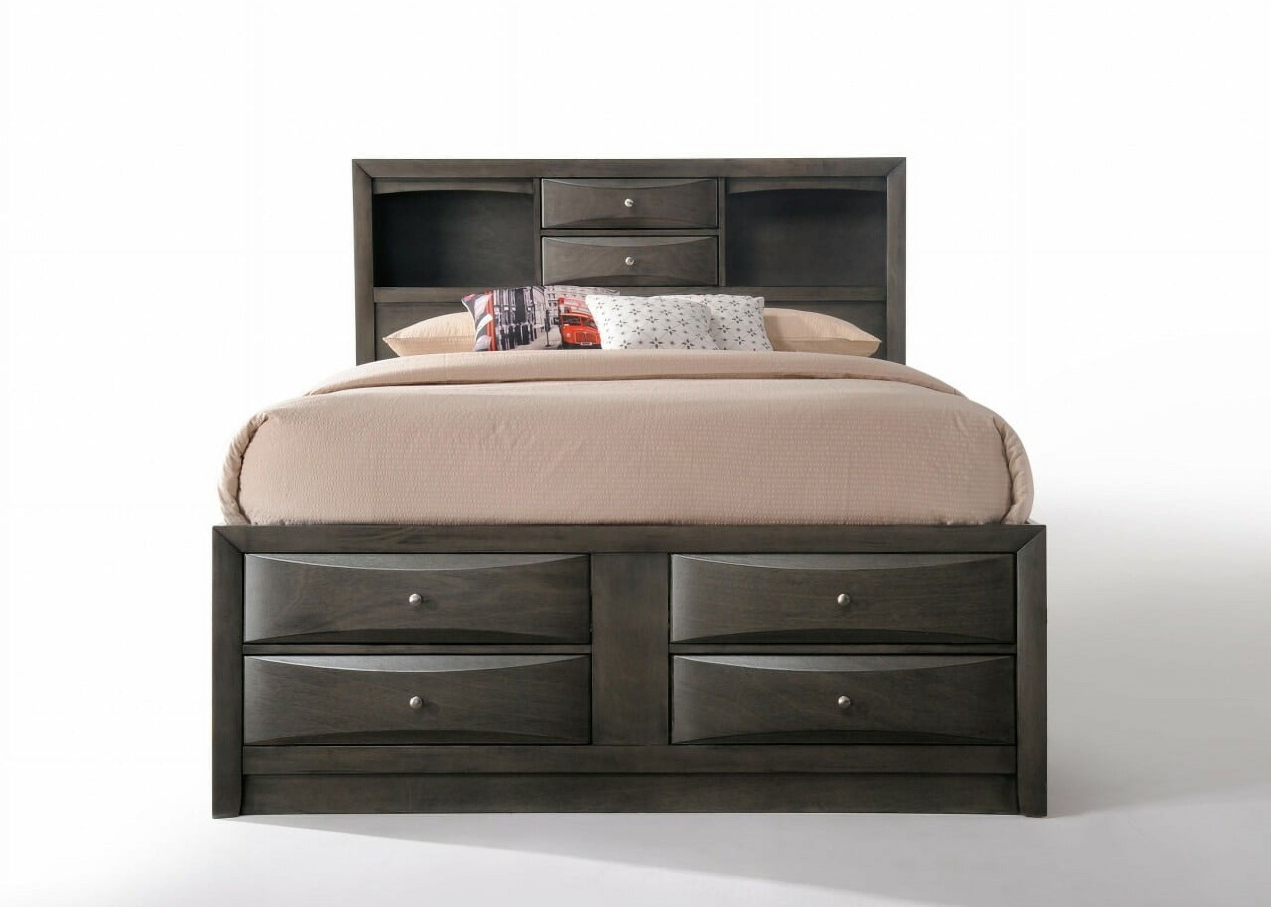 86" X 57" X 56" Gray Oak Rubber Wood Full Storage Bed - image 2 of 6