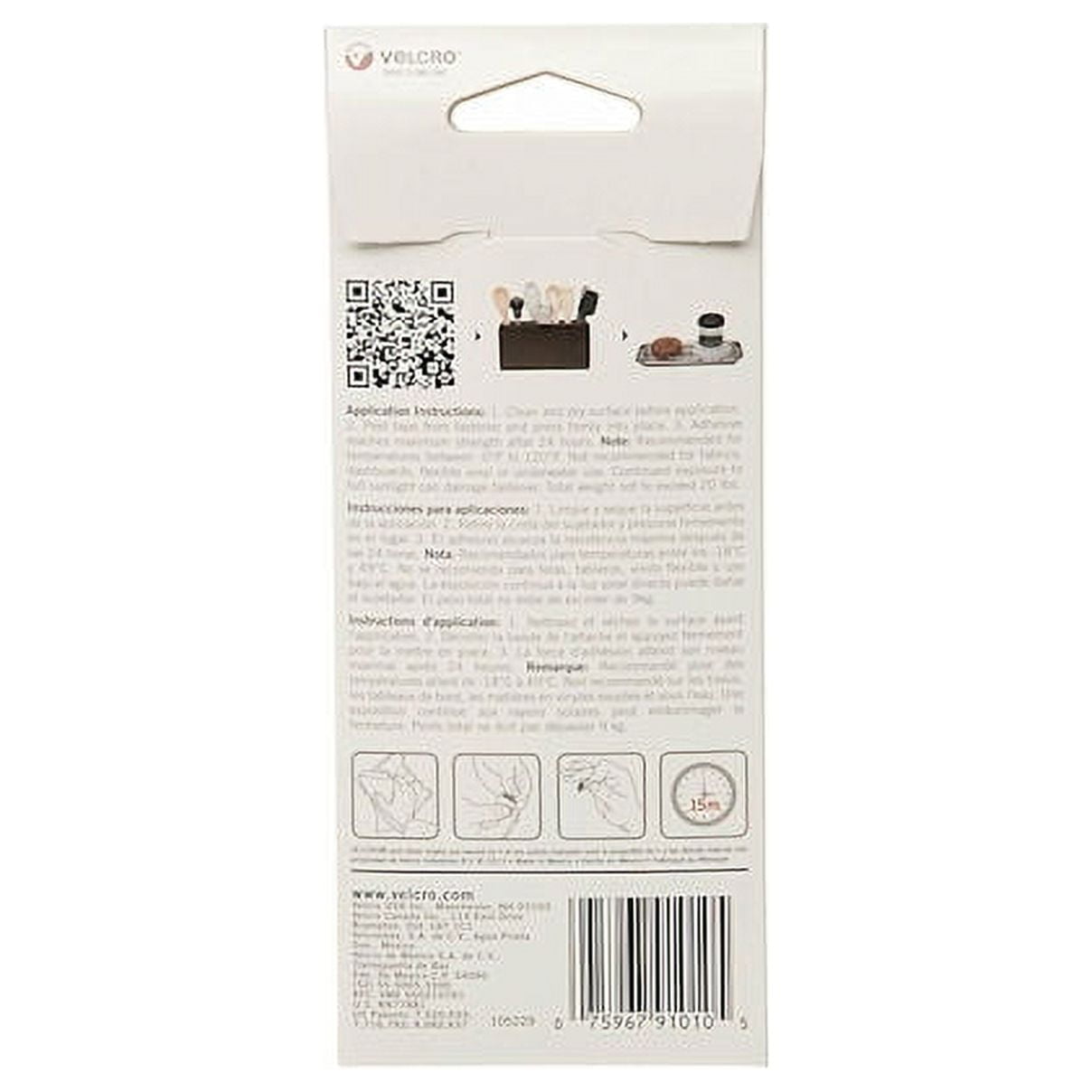 VELCRO Industrial Strength Low Profile Fasteners in White-1 x 3/4 Spots, 6 Packs
