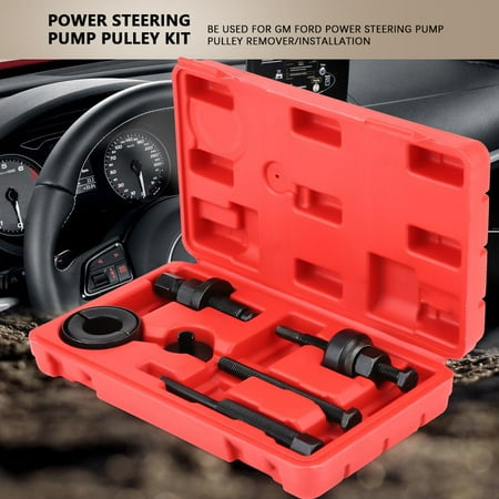 - EECOO Steering Pump Pulley Kit,6Pcs Power Steering Pump Pulley Kit Puller Remover Installation Tool Set for GM Ford C2 C111, Power Steering Pump Pulley Kit