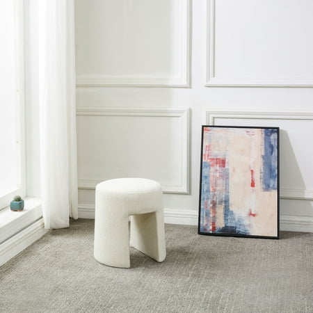 SAFAVIEH Couture Ginny Modern Polyester Blend Ottoman Ivory