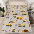 thumbnail image 2 of Homewish Excavator Bulldozer Print Twin Sheet Sets,Construction Vehicle Theme Twin Fitted Sheet,Gray Yellow Flat Sheet For Kids,Microfiber Bedroom Decor,3pcs, 2 of 7