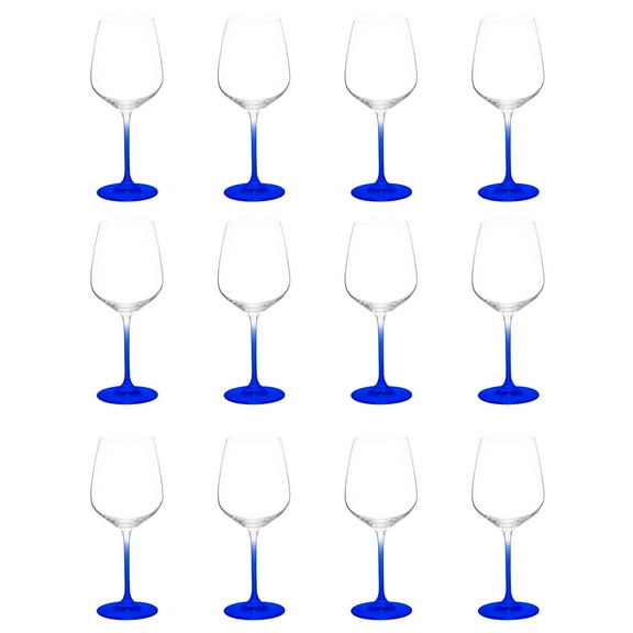 Crystal Wine Glasses 17.5 oz. Set of 12, Bulk Pack - Restaurant Glassware, Perfect for Red Wine or White Wine - Blue