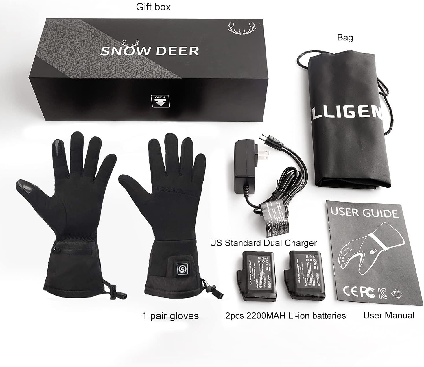 SNOW DEER Heated Glove Liners Men Women,Rechargeable Battery Heated Motorcycle Ski Snow Warmer Gloves