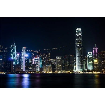 Image of HelloDecor 7x5ft Modern City Backdrop Hong Kong Urban Nightscape Photo Shoot Background Coastal Buildings Photography Studio Props Adult Artistic Portrait Travel City Architecture Video Drape