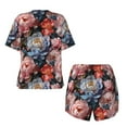 thumbnail image 2 of Sigee Rose Flowers for Sleepwear Casual Pjs with Pockets Women's Pajamas Sets Shorts 2 Piece Short Sleeve Lounge Sets, 2 of 9