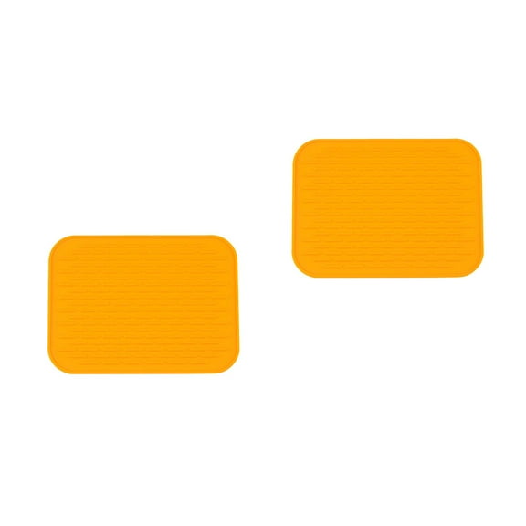 2pcs Silicone Placemats Table Coaster for Dinner Table Heat Resistant Placemats Washable Rectangular Table Pad for Kitchen Home Hotel Orange
