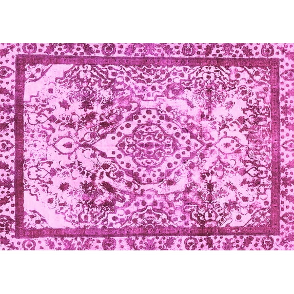 Ahgly Company Indoor Rectangle Abstract Pink Modern Area Rugs, 7' x 10'