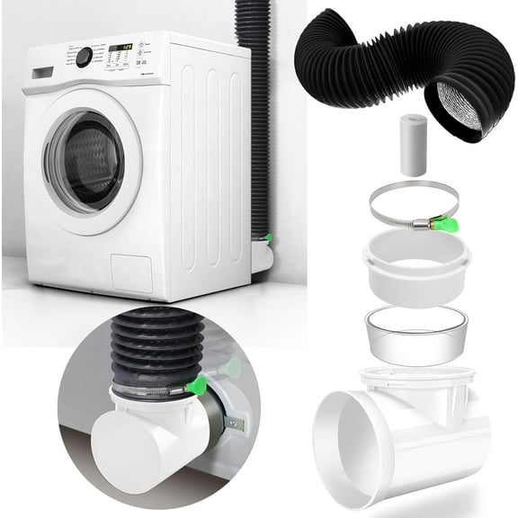 AmzDoer Dryer Vent Kit with Hose/Duct Connector/Wall Plate,4 Inch Dryer Vent Hose Connector Wall Ducting Kit for Bathroom Ventilation Fans Exhaust, Ceiling Washer Air Circulation