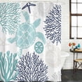 thumbnail image 3 of Turquoise Coastal Turtle Waterproof Fabric Shower Curtain,Ocean Coral Nautical Waterproof Fabric Shower Curtain for Bathroom Curtains Bathtubs Hotel Shower Curtains with 12 Hooks Standard 66x72, 3 of 8