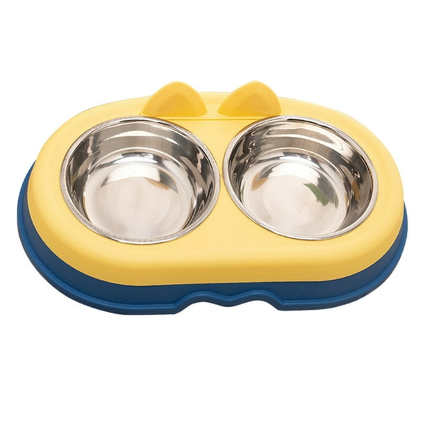 Double Dog Cat Bowls Double Stainless Steel Pet Bowls with Cute Modeling Pet Food Water Feeder