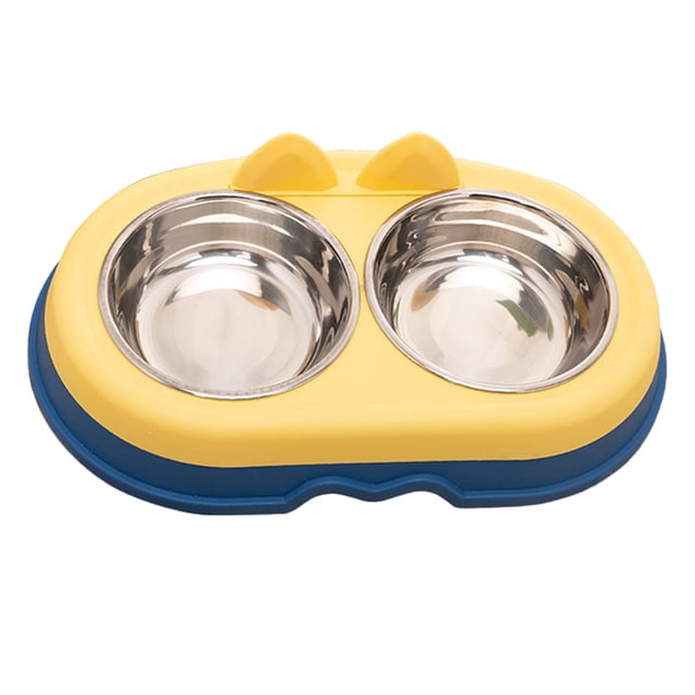 Cuencos dobles para perros y gatos Cuencos para mascotas de acero inoxidable de primera calidad con acero inoxidable antideslizante Modelado lindo Comida para mascotas Agua para comederos Perros