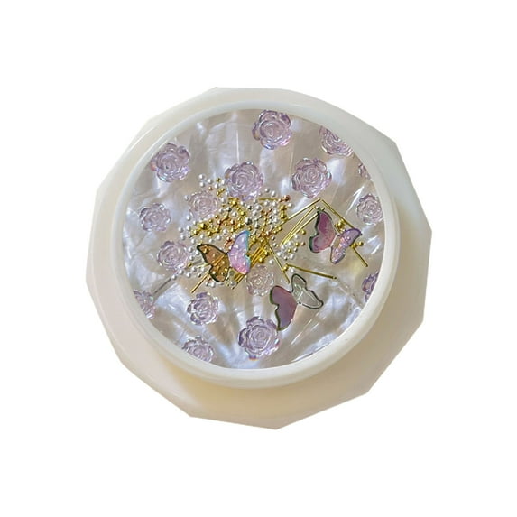 huanledash 1 Set Nail Camellia Charm Shiny Visual Effect Three-dimensional High Gloss DIY Sparkling Camellia False Pearl Nail Art Decor Manicurist Supply