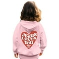 thumbnail image 5 of XADYUY Kids Jesus Loves You Hoodie Girls Letter Print Christian Long Sleeve Sweatshirts Oversized Pullover Tops Casual Cute Fashion Sweaters with Pockets,Pink, 5 of 5