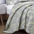 thumbnail image 2 of ESCA 3-Piece Gray Yellow Damask Deianira Quilt Set - Queen, 2 of 5