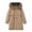 Khaki, variant on Women's Warm Down Coats Hooded Mid Thickened Winter Down Jackets Faux Fur Collar Fleece Lined Puffer Parka Overcoat