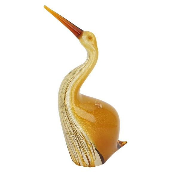 GlassOfVenice Murano Glass Heron Bird Sculpture - Gold