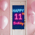 thumbnail image 5 of Neon Style 11th Birthday Banner Backdrop Happy Birthday Party Decorations Photography Props Balloon Themed Party Background Supplies, 5 of 6