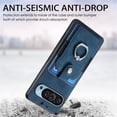 thumbnail image 3 of For Google Pixel 9 Pro XL Phone Case Wallet with Card Holder,PU Leather Metal Ring Buckle Holder Kickstand  Women Men Magnetic Cover,Blue,For Pixel 9 Pro XL, 3 of 7