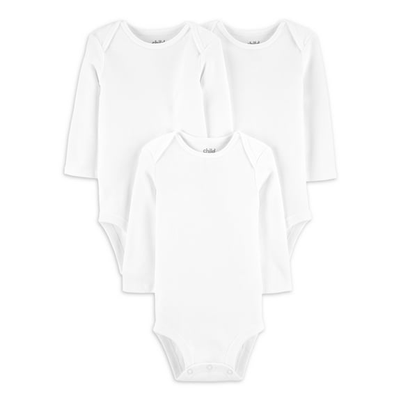 Child of Mine by Carter's Baby Boys' & Girls' Long Sleeve Bodysuits, 3 Pack