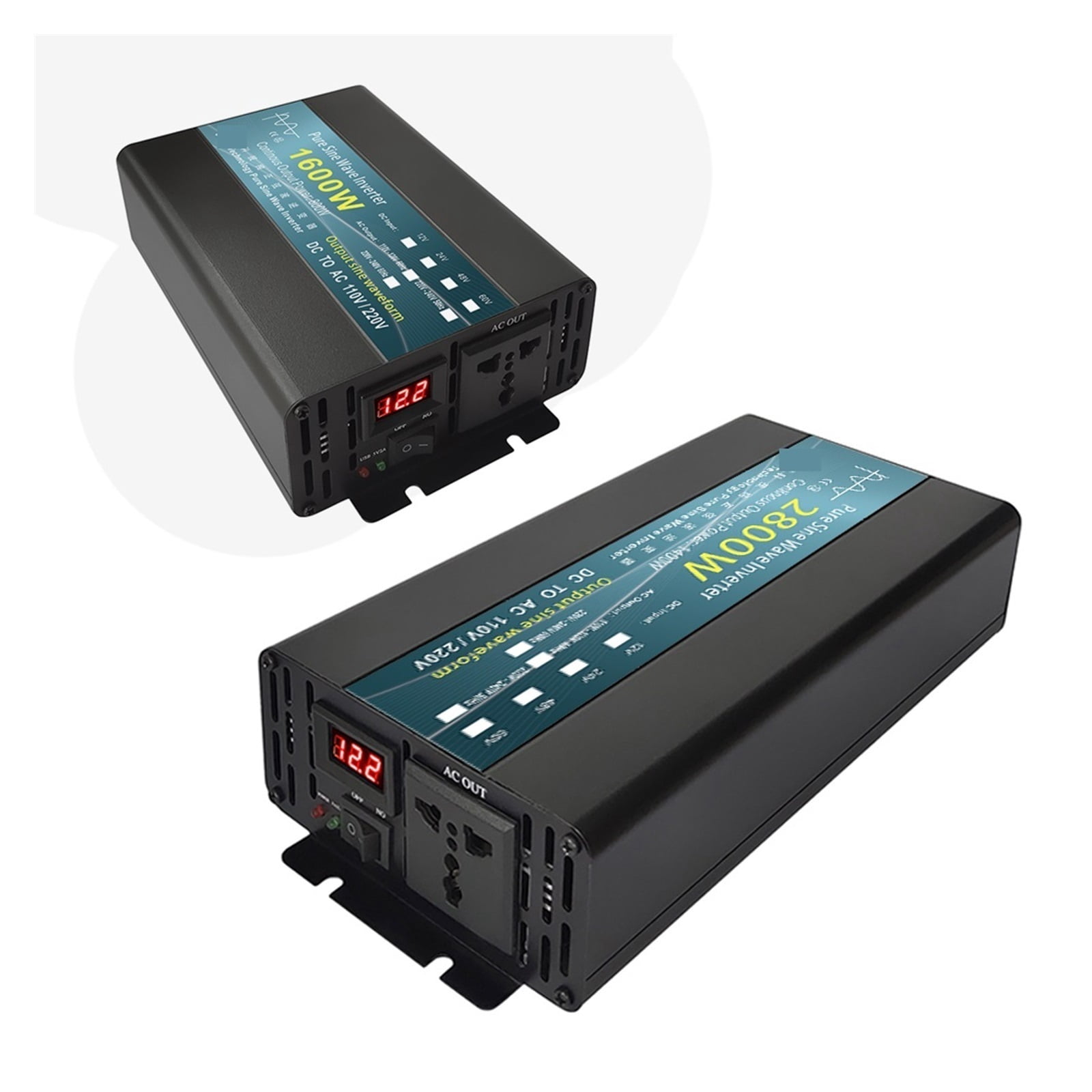 Inverter 12V 24V 1000W 1600W 2000W 2800W Pure Sine Wave Inverter Power Converter Solar Inversor 12V To 220 Transformer LED ,Accurate Quantification