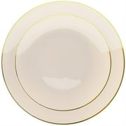 Crown Display 60-Pack Premium Disposable Plastic Dinner Set - Classic Cream With Gold Rim