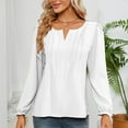 thumbnail image 6 of Women's Long Sleeve Tops Dressy Casual Shrug Ruffle Sleeve Tunic Shirts V Neck Blouses Solid Ladies Shirts White,M, 6 of 6