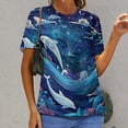 thumbnail image 3 of Dolphins Dreamy Night Women's Short Sleeve Tops Casual Blouses T Shirt, 3 of 7