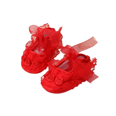 

Gomelly Infant Loafer Flat Lace Up Princess Crib Shoes Prewalker Mary Jane Flats Fashion Mocassins Newborn Baby Girls Walking Shoe Red 3C